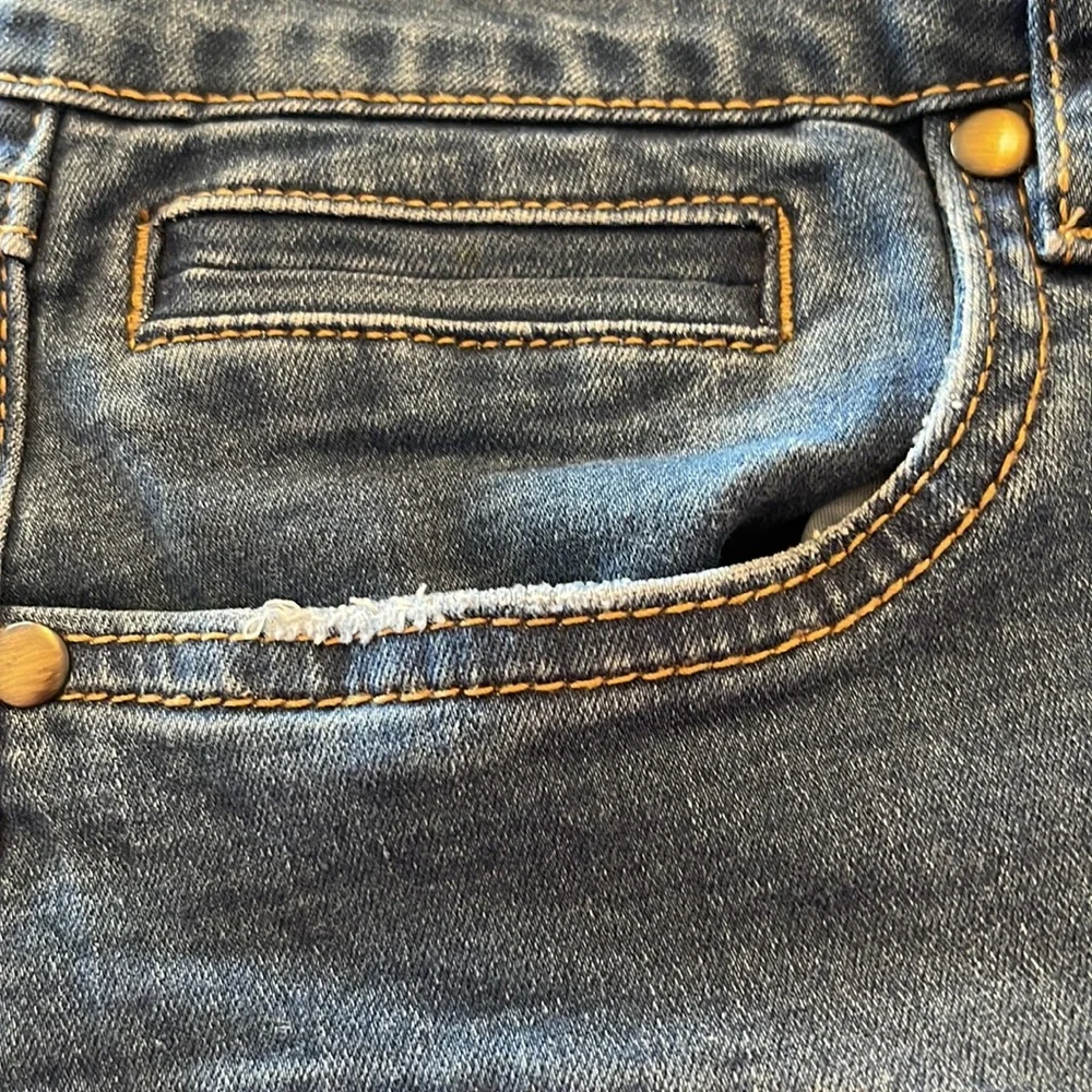 Esteez Women’s Denim Stretch Midi Skirt With Bottom Flare/Detailed StitchSize 10 - Picture 9 of 11